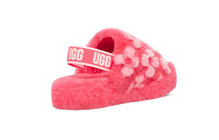 Purchase 幼童UGG Fluff Yeah Poppy 可愛露趾鏤空平底涼鞋 草莓紅