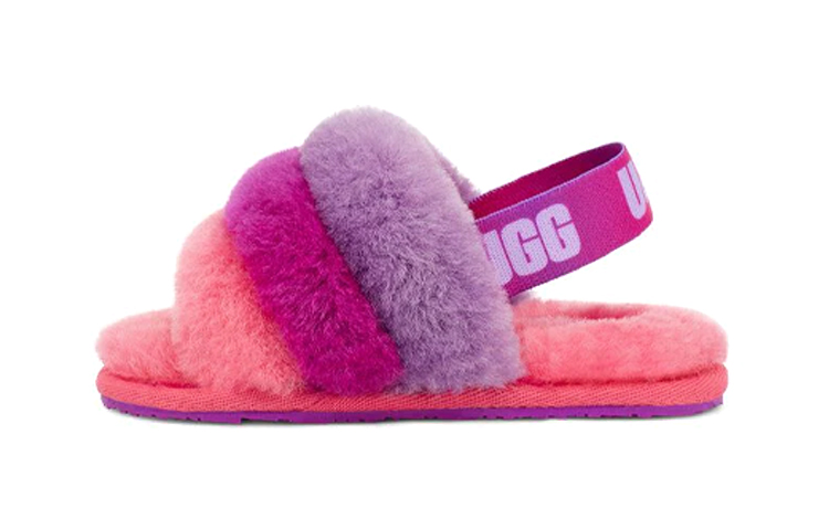 (Toddler) UGG Fluff Yeah Slide Purple Rainbow 1120073T-PPRB