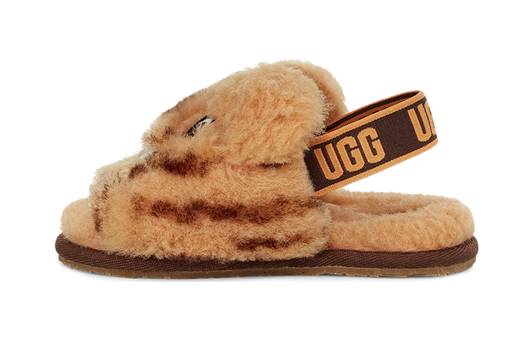 (Toddler) UGG Fluff Yeah Slide Tiger Stuffie 'Daisy Dark Earth' 1124940T-DDER