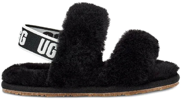 (Toddler) UGG Oh Yeah 'Black Fluffy Open-Toe' 1116636T-BLK Order (Toddler) UGG Oh Yeah 'Black Fluffy Open-Toe' 1116636T-BLK