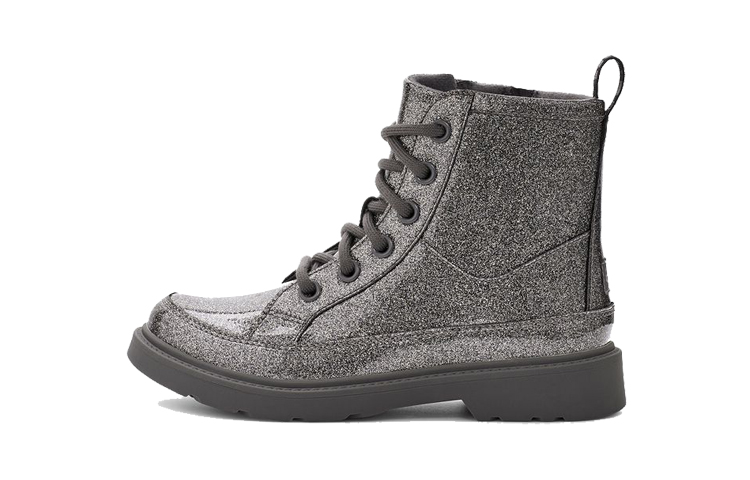 (Toddler) UGG Robley Glitter 'Grey Fleece-Lined Lace-Up Boots' 1116377T-CHA