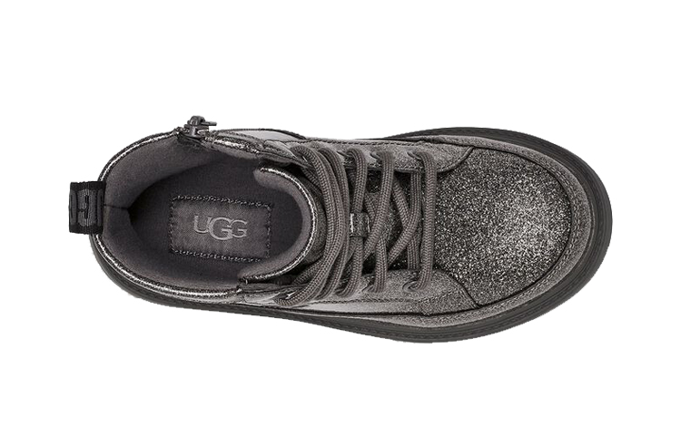 Shop (Toddler) UGG Robley Glitter 'Grey Fleece-Lined Lace-Up Boots' 1116377T-CHA