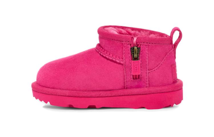 (Toddler) UGG Sheepskin Round Toe Zipper Comfortable Versatile Waterproof High-Top First Steps Shoe 'Pink' 1130750T-BRY