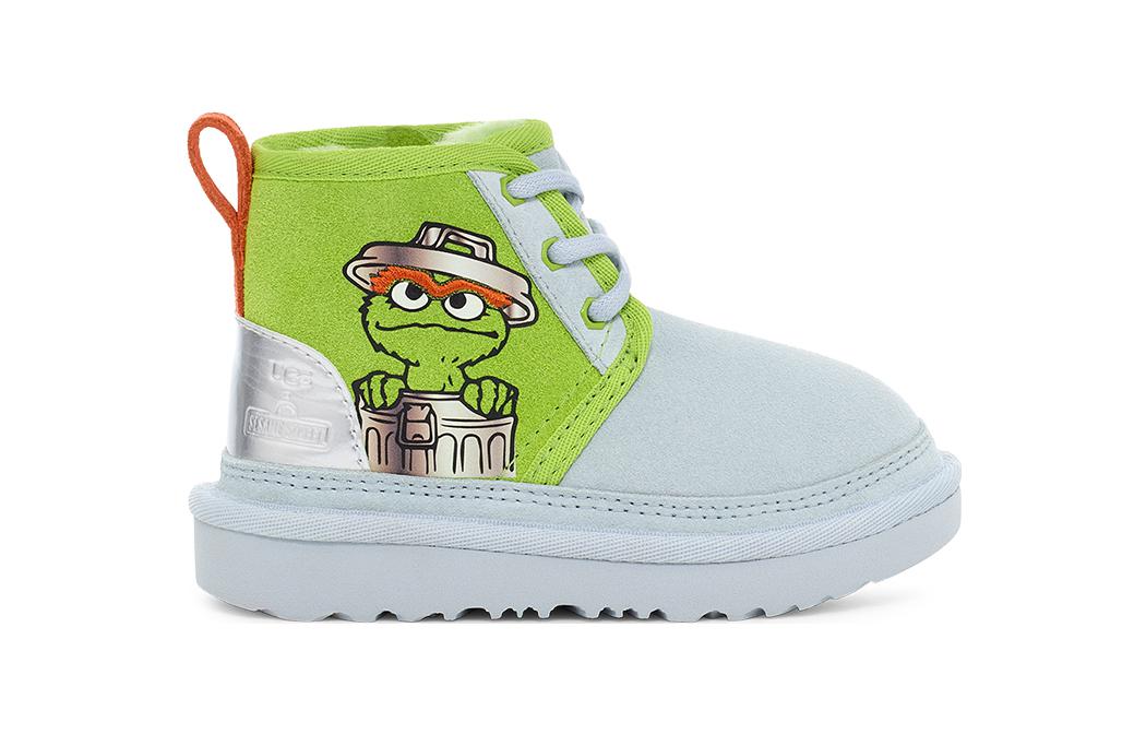 Lookbook 嬰幼兒 UGG 牛皮 圓頭扣環 高筒 學步鞋 綠色
