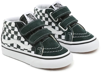 嬰幼兒 Vans Toddler Checkerboard Sk8-mid Reissue 魔鬼氈 休閒滑板鞋 綠白色 棋盤格 Shop 嬰幼兒 Vans Toddler Checkerboard Sk8-mid Reissue 魔鬼氈 休閒滑板鞋 綠白色 棋盤格