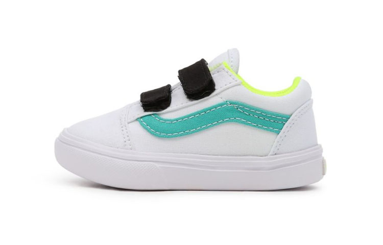 Vans Fluro Comfycush Old Skool Velcro Sneakers White/Green BP VN0A4TZIABU