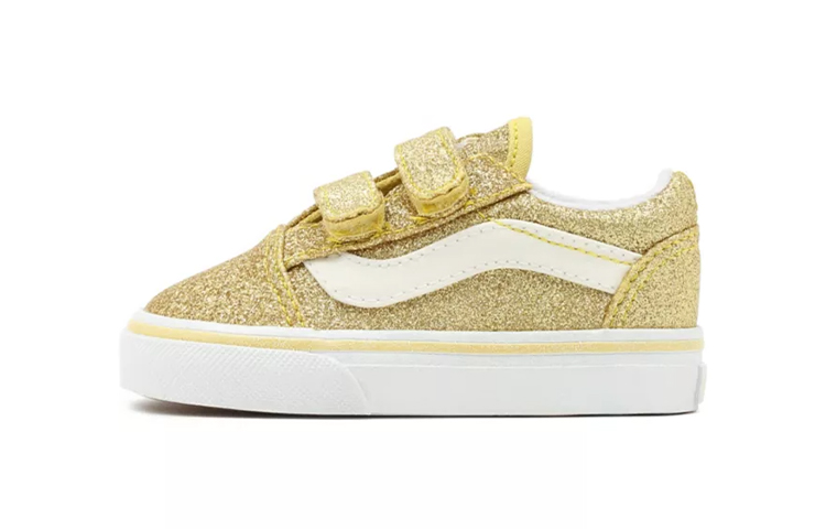 (Toddler) Vans Core Confetti Old Skool Velcro Low-Top Sneakers Gold/Yellow VN000D3Y8BB