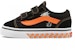 (TD) Kasut Rendah Vans Glow Checkerboard Velcro Old Skool Hitam/Jingga VN000D3Y8BF