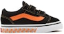 (TD) Kasut Rendah Vans Glow Checkerboard Velcro Old Skool Hitam/Jingga VN000D3Y8BF