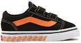 Order (TD) Kasut Rendah Vans Glow Checkerboard Velcro Old Skool Hitam/Jingga VN000D3Y8BF