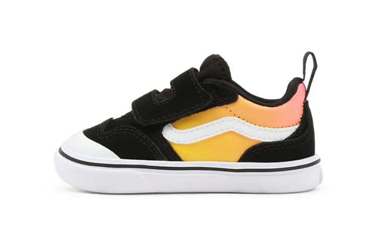 (Toddler) Vans Gradient Checking Comfycush New Skool Velcro Low-Top Sneakers Black/Yellow VN0A4TZH7UQ