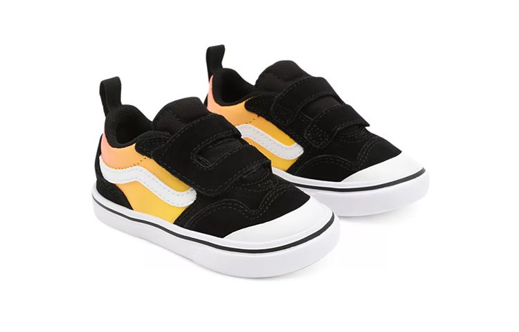 Lookbook (Toddler) Vans Gradient Checking Comfycush New Skool Velcro Low-Top Sneakers Black/Yellow VN0A4TZH7UQ