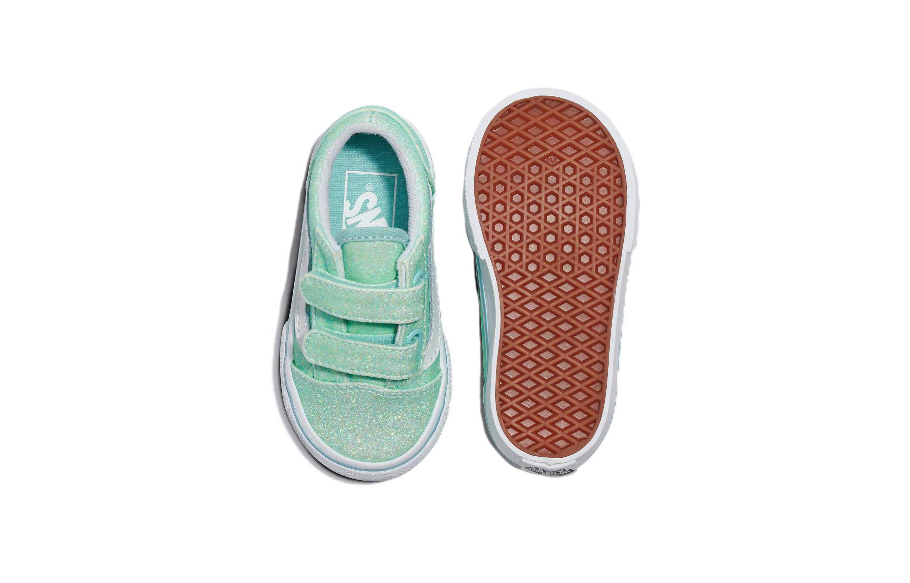 Shop 嬰童 Vans Old Skool V 耐磨透氣 低幫 學步鞋 綠白