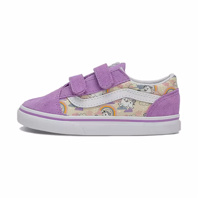 (TD) Vans Old Skool V Low Top Casual Skate Shoes Purple 'Pink White'