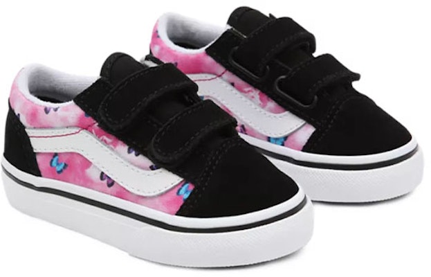 幼童 Vans 小妞蝴蝶夢Old Skool 魔鬼氈低筒休閒滑板鞋 黑粉色 蝴蝶印花 Lookbook 幼童 Vans 小妞蝴蝶夢Old Skool 魔鬼氈低筒休閒滑板鞋 黑粉色 蝴蝶印花