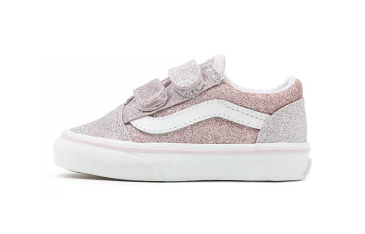 (Toddler) Vans Old Skool Velcro Breathable Non-Slip Wear-Resistant Low Top Casual Skate Shoes Rose Pink VN000D3Y99B