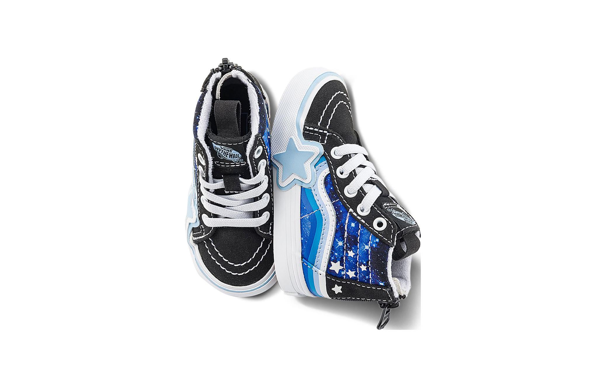 Lookbook (TD) 반스 스케이트-하이 지퍼 '글로우 갤럭시 블랙' VN000BVNY61