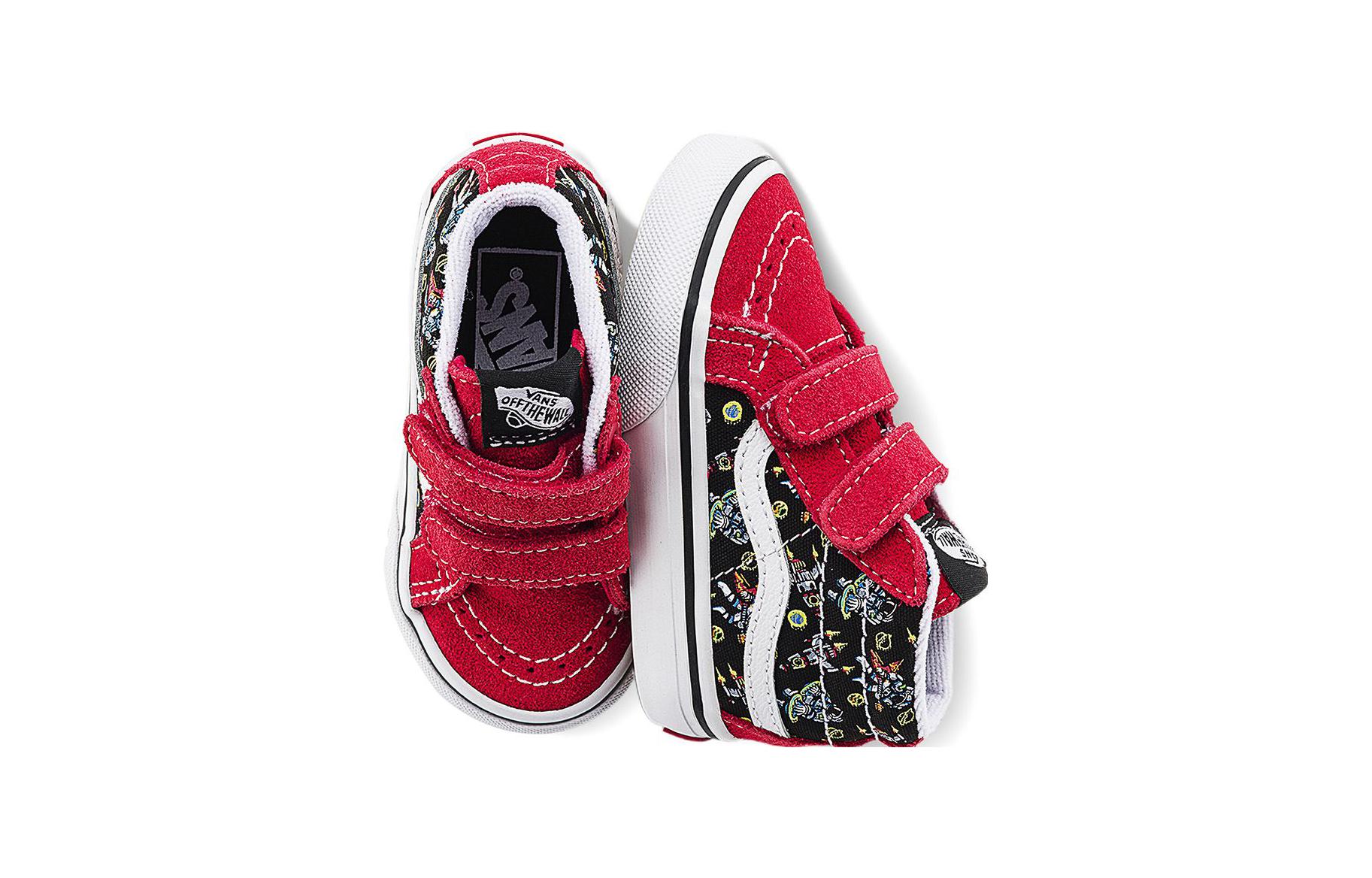 Lookbook 嬰幼兒 Vans SK8 MID 舒適萬用 耐磨減震 高筒 學步鞋 紅黑色