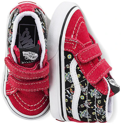 嬰幼兒 Vans SK8 MID 舒適萬用 耐磨減震 高筒 學步鞋 紅黑色 Lookbook 嬰幼兒 Vans SK8 MID 舒適萬用 耐磨減震 高筒 學步鞋 紅黑色