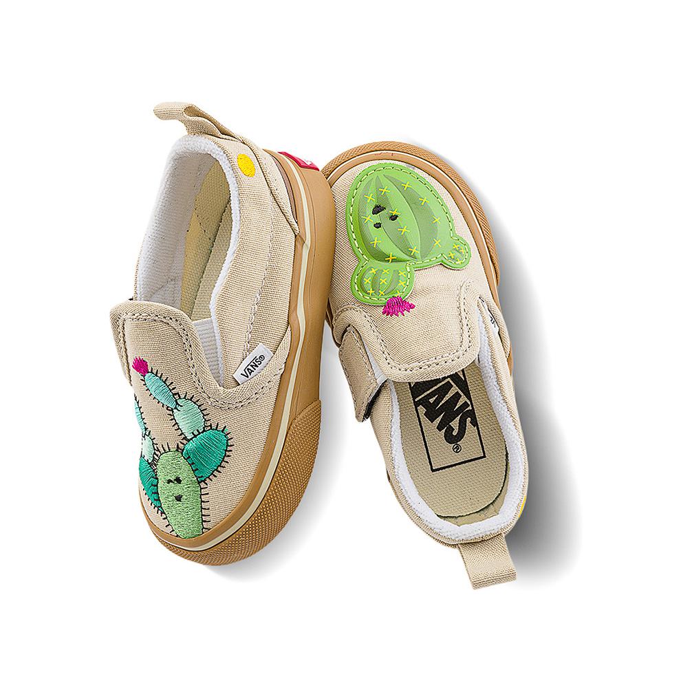 Shop (TD) Kasut Vans Slip-On Kaktus 'Beige Hijau' VN000CPSGRN