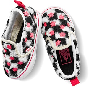 嬰童 Vans Slip-On V 休閒板鞋 黑白粉 毛絨櫻花刺繡 Shop 嬰童 Vans Slip-On V 休閒板鞋 黑白粉 毛絨櫻花刺繡