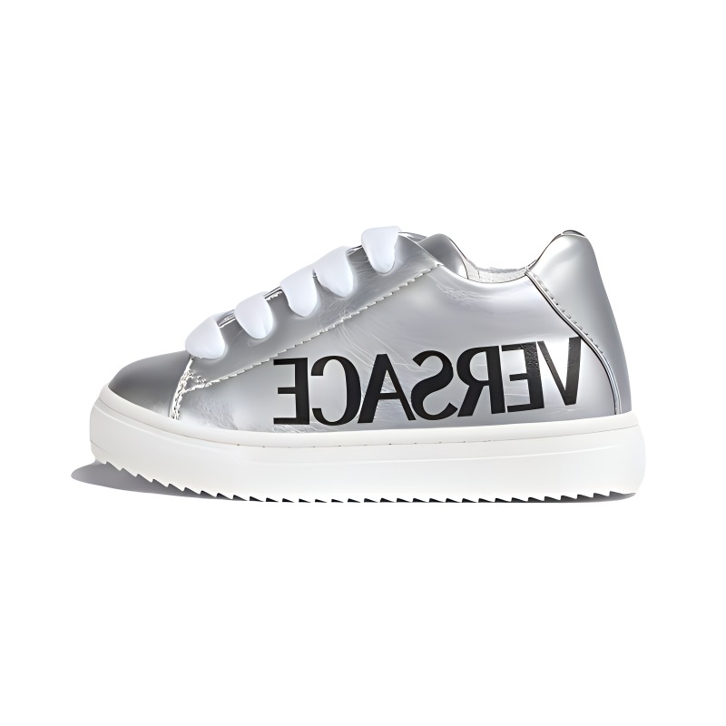 Buy 嬰兒 VERSACE范思哲 圓頭平底魔術貼 低筒 板鞋 銀色