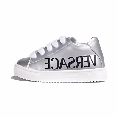 (TD) Versace Low Top Velcro Sneakers 'Silver'
