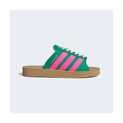 (W) adidas Gazelle Beach Slides 'Court Green Lucid Pink'