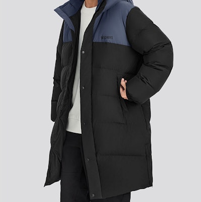 【防水防風防潑油】Skechers 拼色連帽羽絨外套 - 黑色 L424U184-0018 Details for 【防水防風防潑油】Skechers 拼色連帽羽絨外套 - 黑色 L424U184-0018