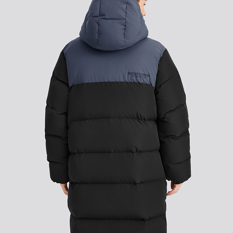 Sizing 【防水防風防潑油】Skechers 拼色連帽羽絨外套 - 黑色 L424U184-0018