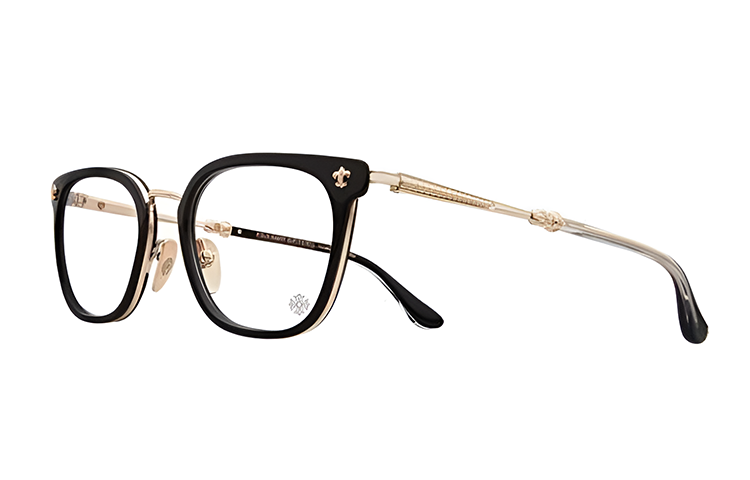 【With Prescription Option】Chrome Hearts STRAPADICTOME Square Optical Glasses Black STRAPDCTOME