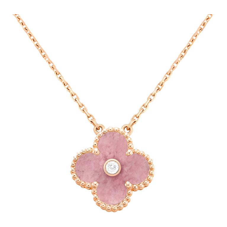 (Women) 2021 Limited Van Cleef & Arpels Alhambra Four-Leaf Rose Gold Necklace Women VCARP7TD00