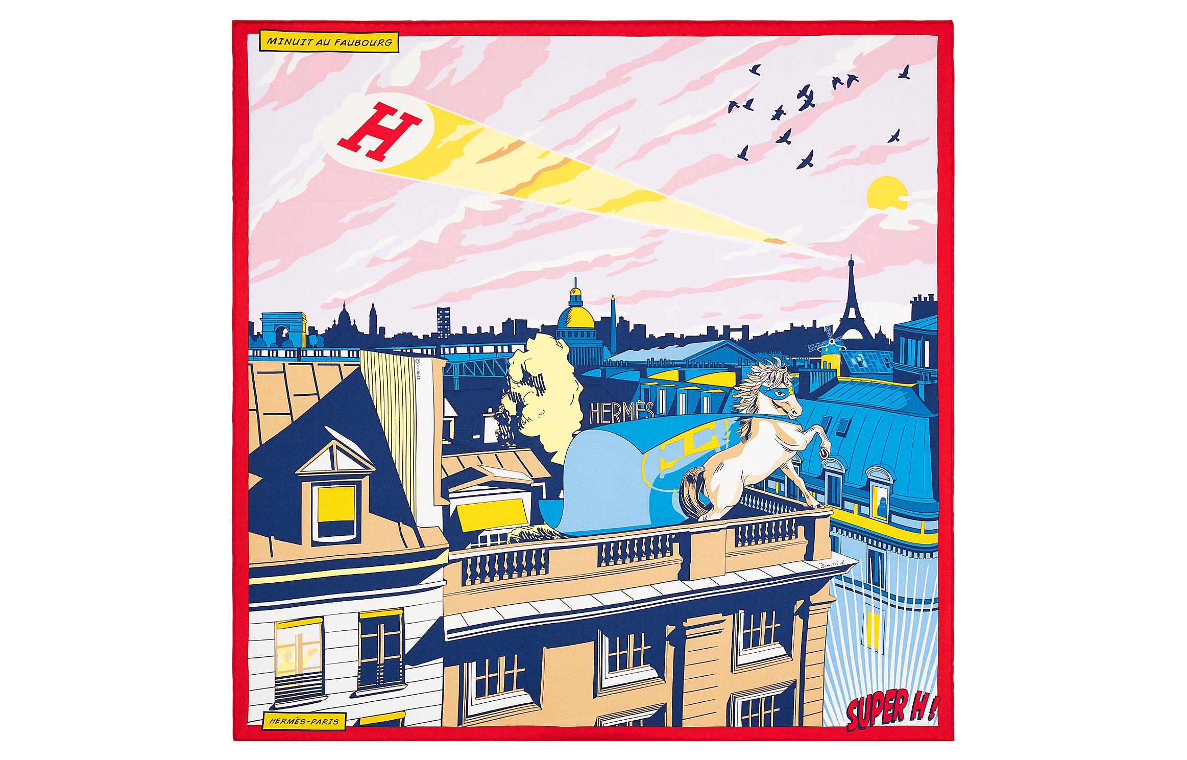 (Women) 2022 HERMES  Silk Scarf 70x70cm Midnight Faubourg Pink/Rose/Blue H982820S-17 圖 2