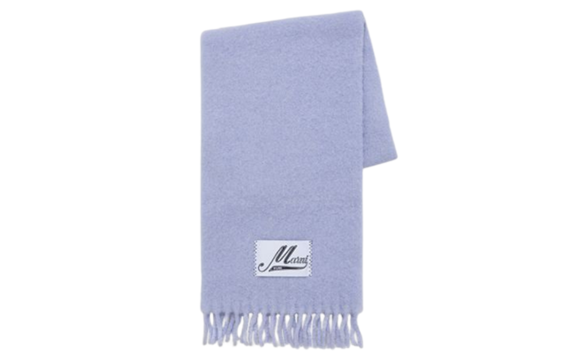(Women) 2023 MARNI  Blue Alpaca Wool Logo Scarf - Trendy Spring Fashion ASZC0005A0UTW91800B52