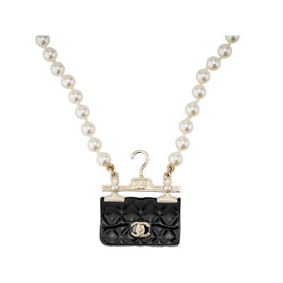 (Women) 2023 Spring CHANEL Elegant Trendy Metal Necklace Gold/Black/Pearl White AB9848-B09917-NL697