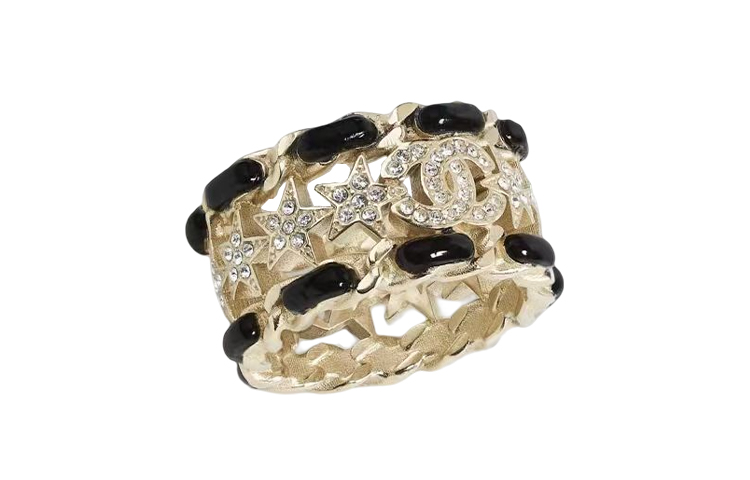 (Women) [2023 Early Spring] CHANEL Gold Star Logo Hollow Metal Ring for Women AB9825-B10101-NL525