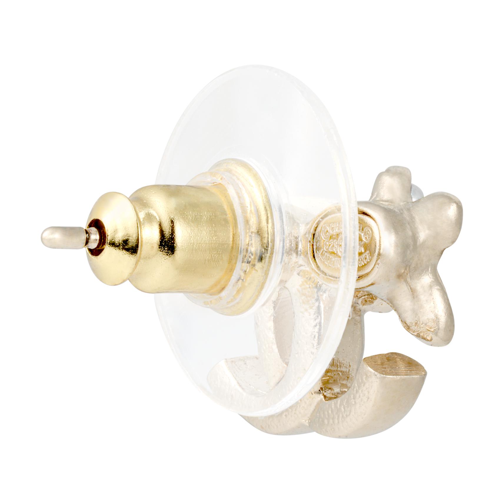 (Women) 【2023 New】 CHANEL Classic Double C Flower Rhinestone Gold Metal Earrings Women AB-23K-005 圖 3