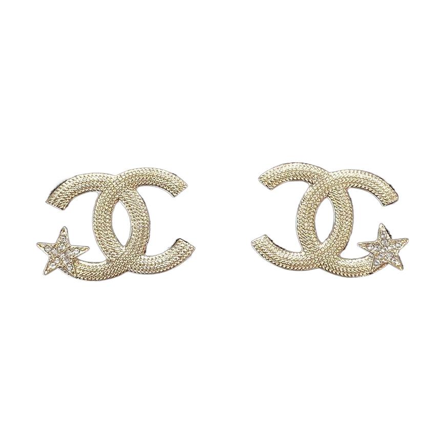 (Women) [2023 New] CHANEL Classic Double C Star Rhinestone Gold Earrings for Women ABB491-B14060-NR341 圖 2