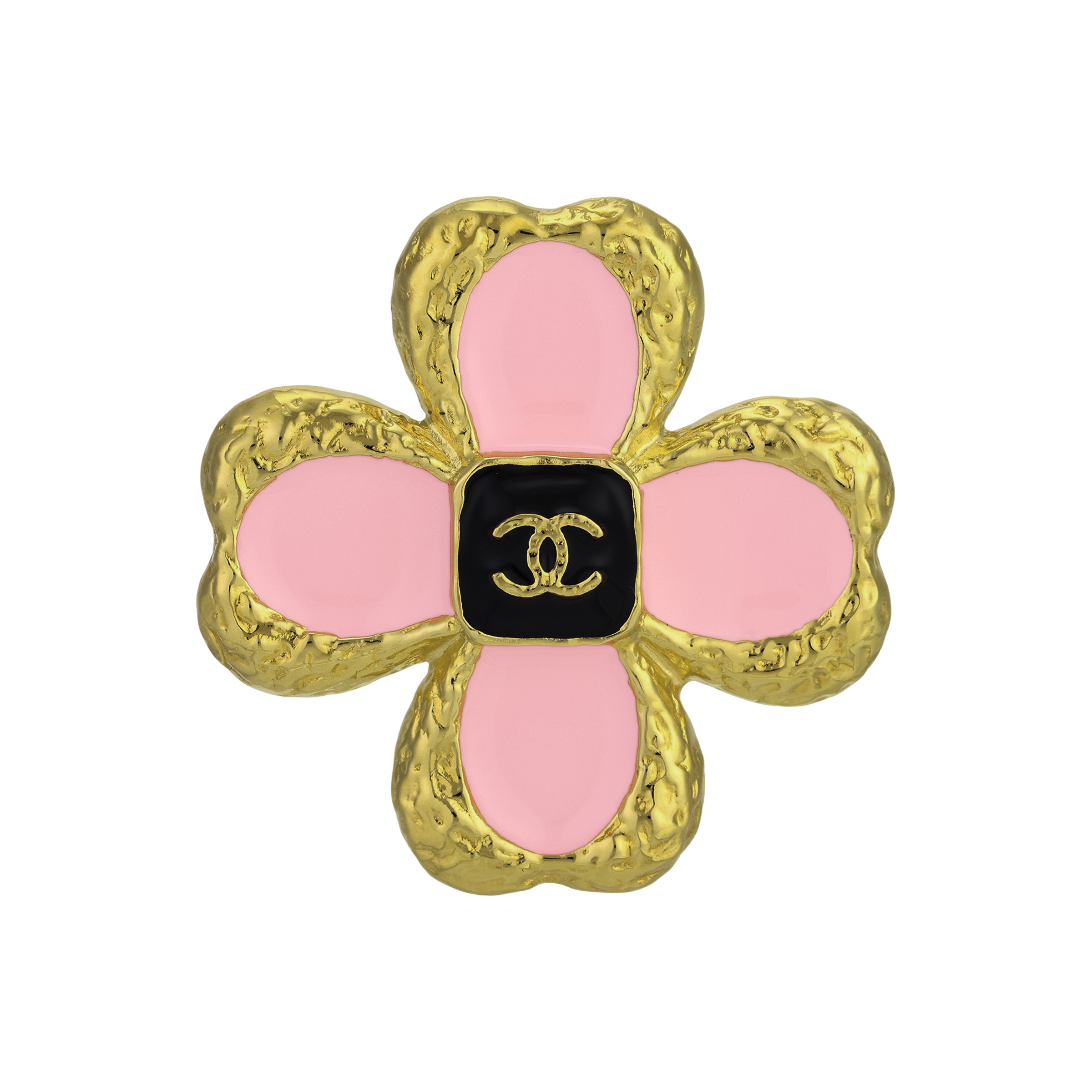 (Women) 【2023 New】CHANEL Classic Double C Clover Brooch Sakura Pink Gold for Women ABC257-B14727-NS733