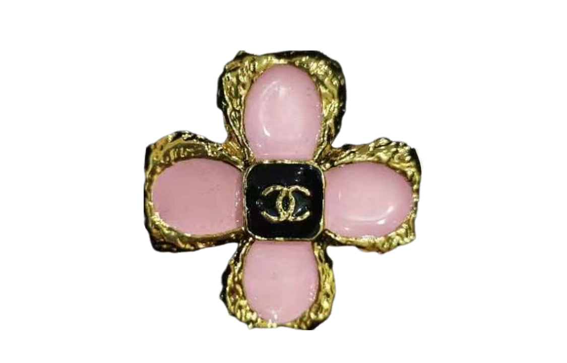 (Women) 【2023 New】CHANEL Classic Double C Clover Brooch Sakura Pink Gold for Women ABC257-B14727-NS733 圖 2