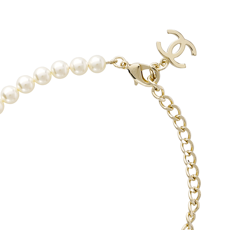 Purchase (W) [2023春夏] CHANEL CC珍珠花卉水鑽項鍊 白色 ABA699-B10750-NN572