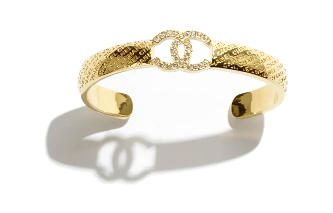 (Women) [2024 Spring/Summer] CHANEL Double C Logo Gold Metal Rhinestone Bracelet Women ABD019-B16170-NW438