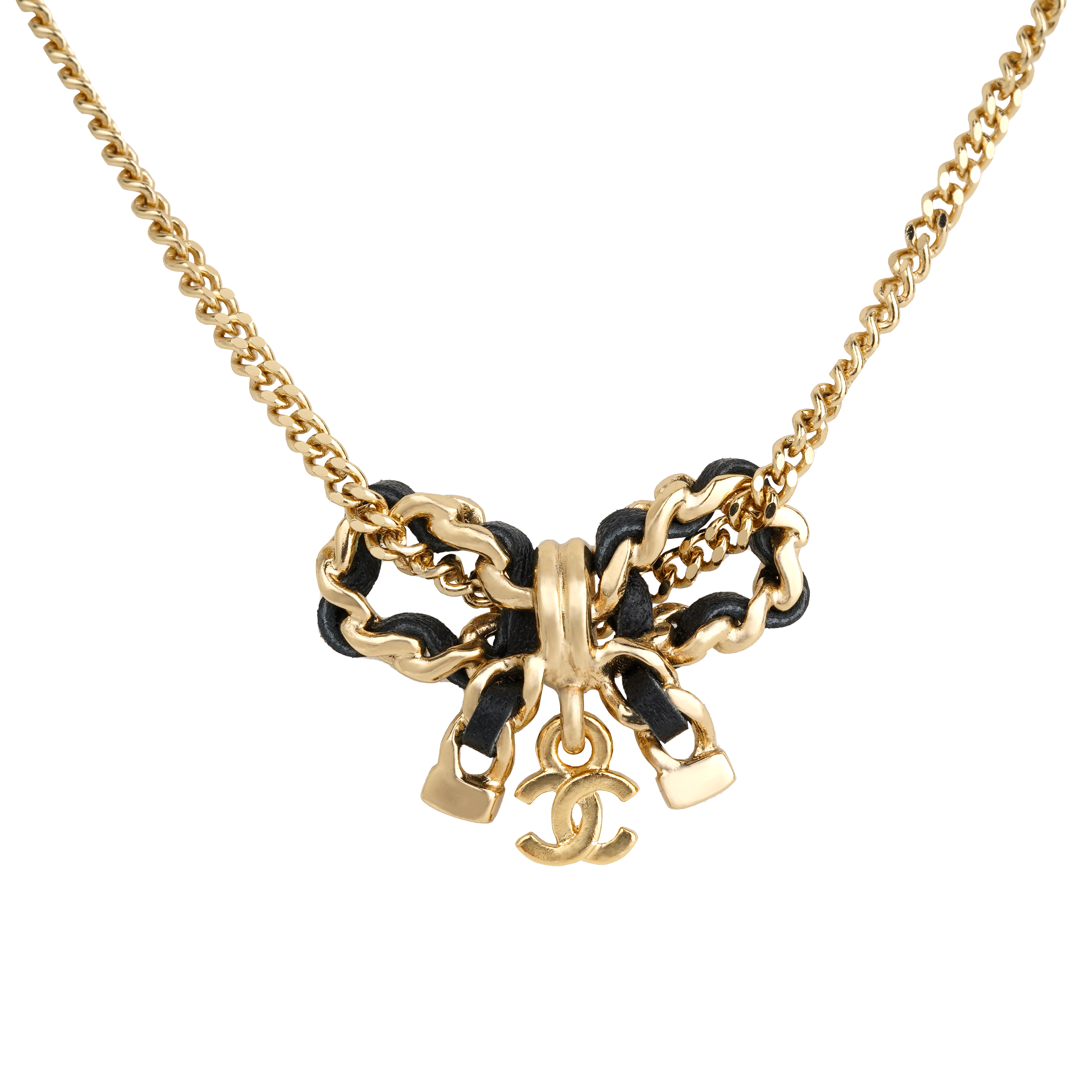 (Women) [22 Early Autumn] CHANEL Bow Double C Logo Metal Necklace Women Yellow AB8992-B08641-NJ235