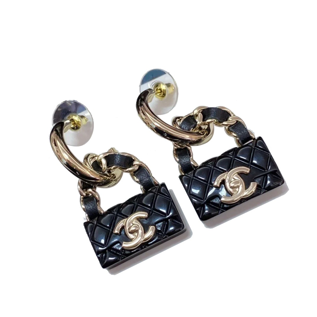 (Women) [23 Early Spring] CHANEL 23C Black Trendy Minimalist Fashion Earrings for Women ABA009-B09999-NL990 圖 2