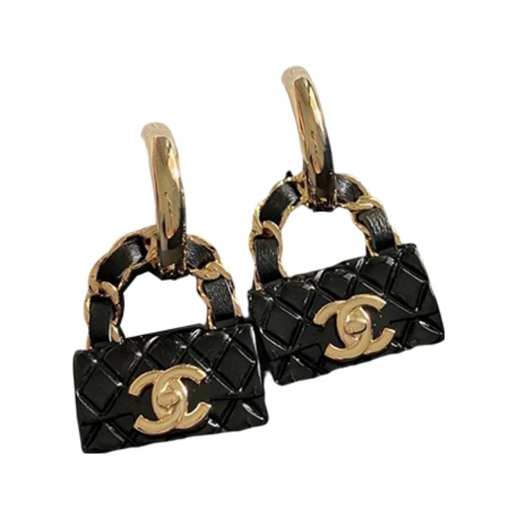 (Women) [23 Early Spring] CHANEL 23C Black Trendy Minimalist Fashion Earrings for Women ABA009-B09999-NL990 圖 3