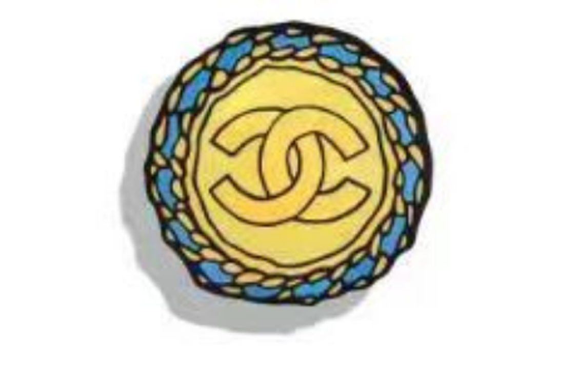 (Women) [23A Handmade Collection] CHANEL Classic Double C Round Brooch Yellow/Blue Women. AB-23A-040