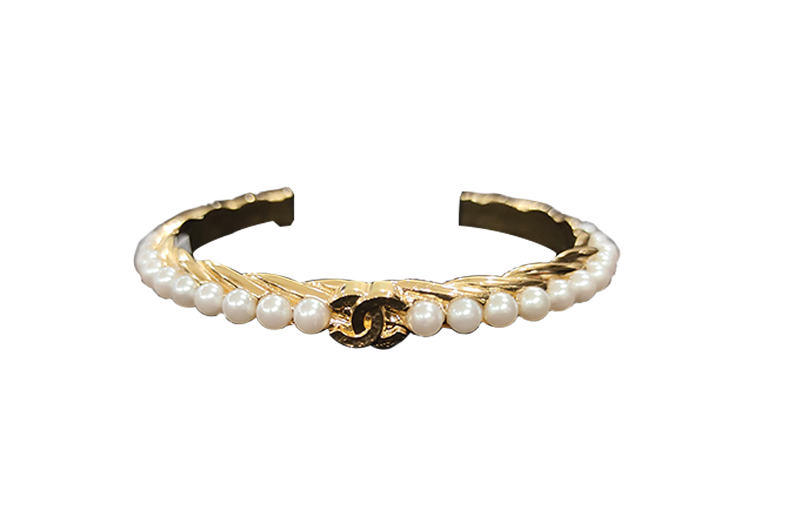(Women) 【23A Handmade Collection】CHANEL Gold Narrow Wheat Rhinestone Zirconia Bracelet ABB239-B13281-NP250