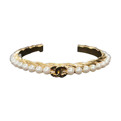 (Women) 【23A Handmade Collection】CHANEL Gold Narrow Wheat Rhinestone Zirconia Bracelet ABB239-B13281-NP250