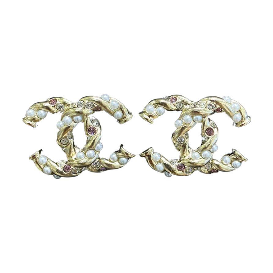 (Women) 【23B New】 CHANEL Classic Double C Logo Gold Stud Earrings for Women ABB506-B14167-NR614 圖 2