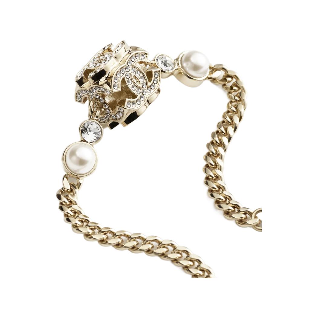 (Women) [23B New] CHANEL Classic Double C Rhinestone Pearl Chain Bracelet for Women ABB731-B14186-NR681 圖 3